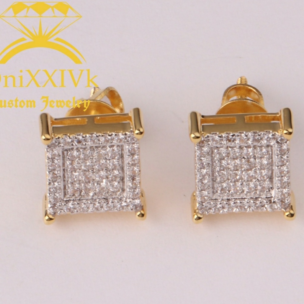 Iced Out Custom Square Studded Earrings